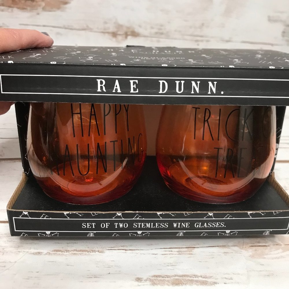 Rae Dunn Halloween Stemless Wine Glasses